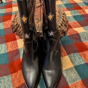 No Boundaries Black and Gold Lace Up Boots